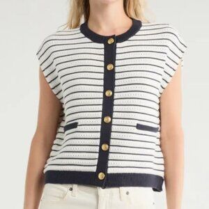 NWT rag & bone New York Ivory Multi Evelyn Stripe Vest Knit Top M $348